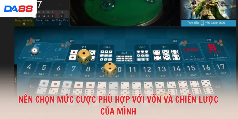 Nên chọn mức cược phù hợp với vốn và chiến lược của mình